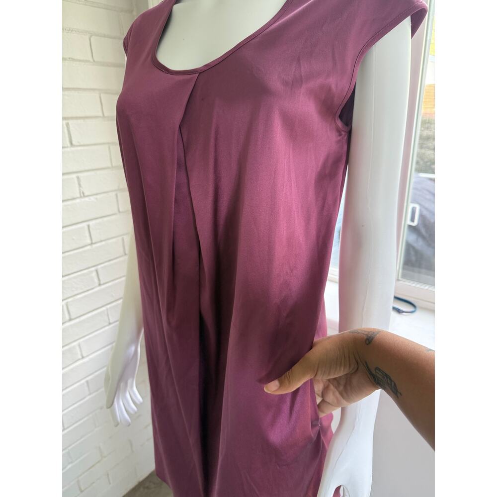 Ann Taylor 94% Silk Berry Shift Dress Small Minimalist Cap Sleeve - Picture 8 of 15